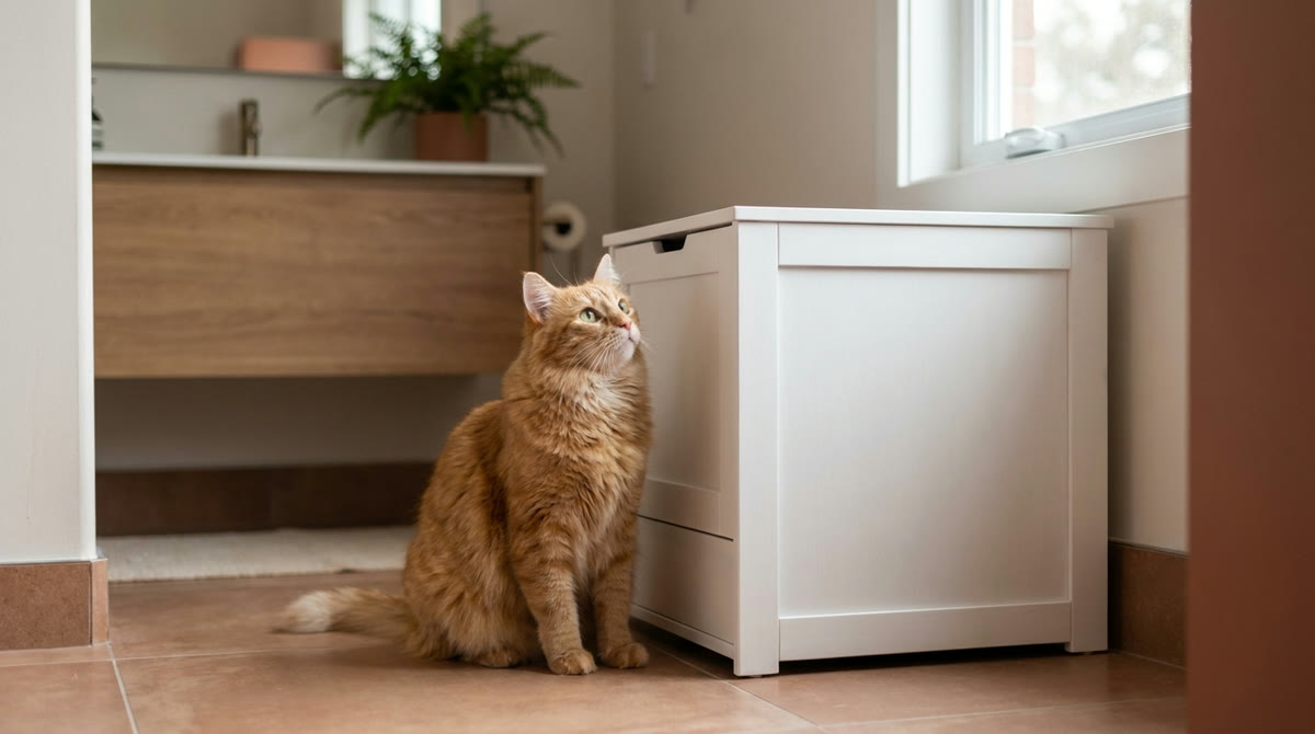 Katze sitzt neben dem Katzenklo statt darin &mdash; Problem Unsauberkeit