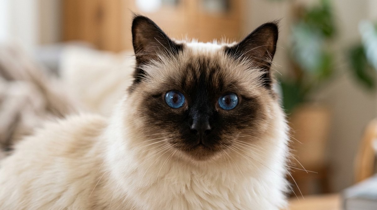 Heilige Birma mit tiefblauen Augen und Seal-Point-F&auml;rbung